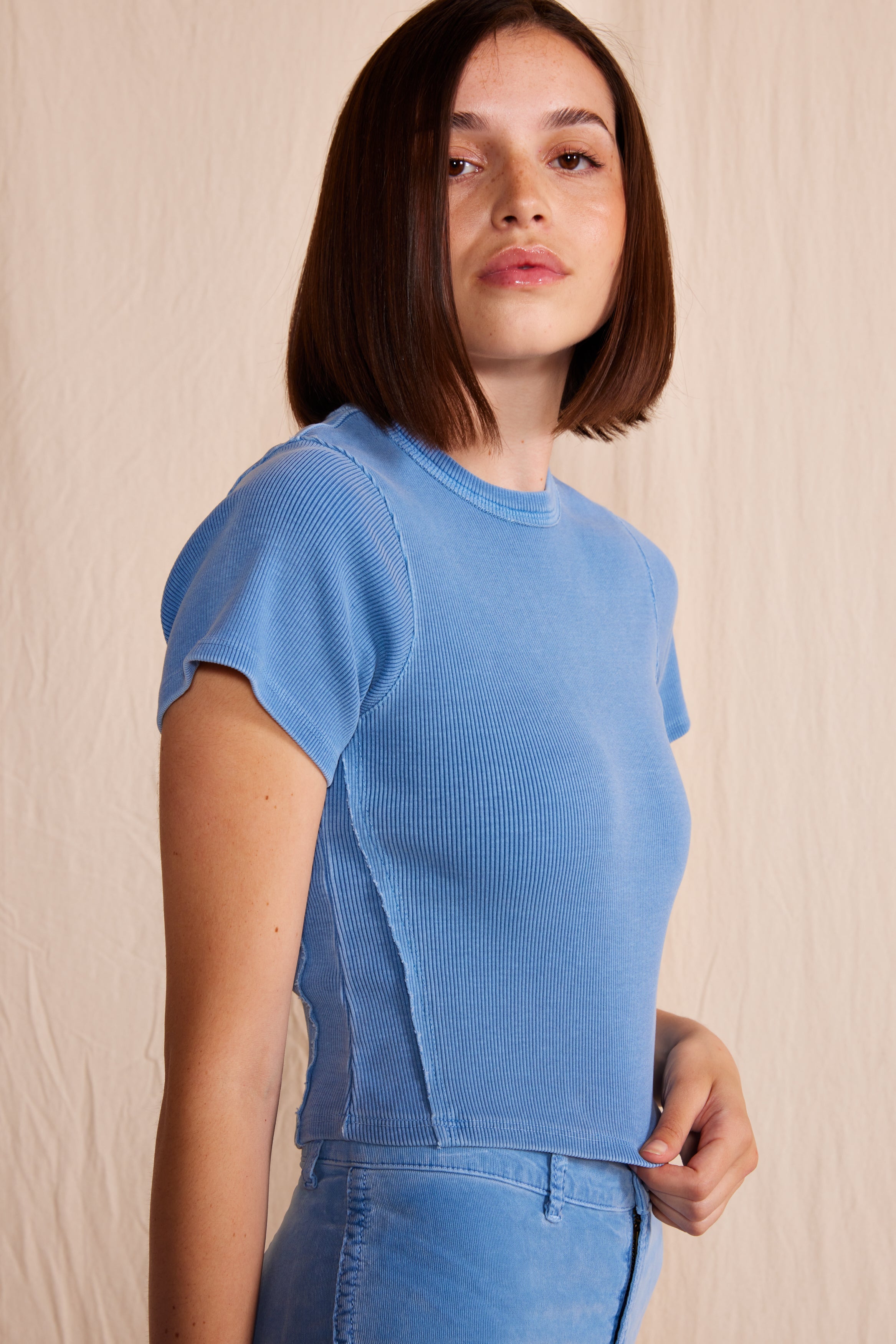 Harley Rib Top French Blue view 2 (top) - harley ribbed tank top, rib hump vs rib bump, having an extra - shop at us.meeeshop