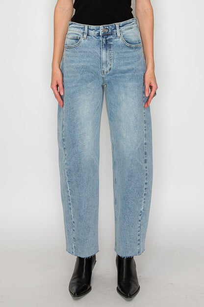 Harlow High Waisted Barrel Jeans Blue by Artemis in 5 (26) view 2 - High-Waisted - Harlow High Waist Jeans (bottom)