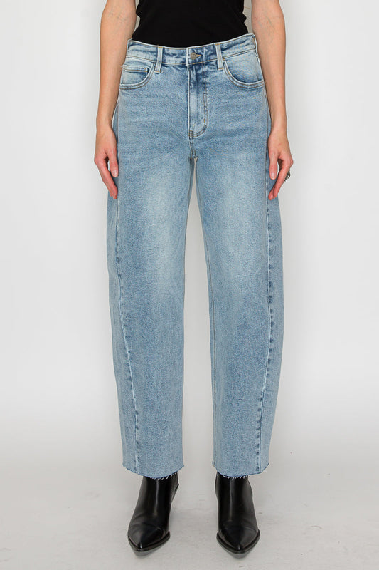 Harlow High Waisted Barrel Jeans Blue by Artemis in 5 (26) view 2 - High-Waisted - Harlow High Waist Jeans (bottom)