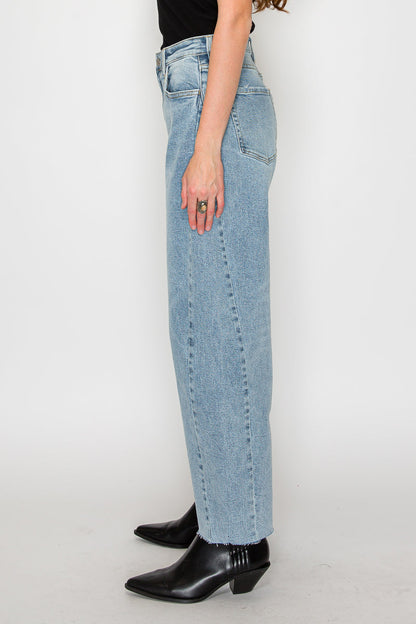 Harlow High Waisted Barrel Jeans Blue by Artemis in 7 (27) view 3 - High-Waisted - Harlow High Waist Jeans (bottom)