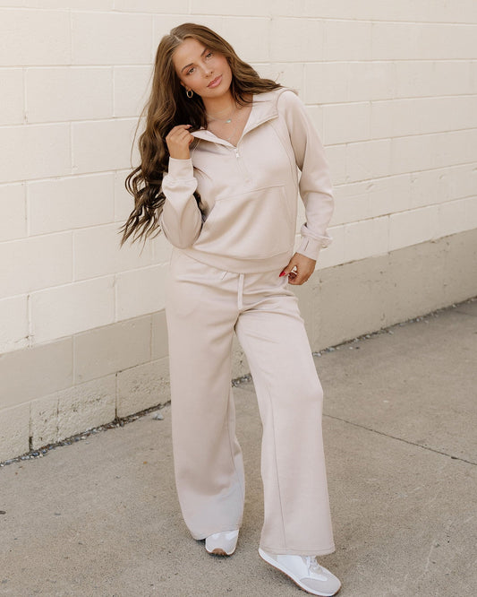 Harlow Set Active Pants 2pcs Outfit - Taupe in Jet Stream - Outfit Taupe (bottom)
