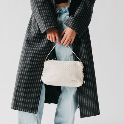 Harper Hobo Woven Shoulder Bag in Cream view 3 - Harper Shoulder Bag Coach