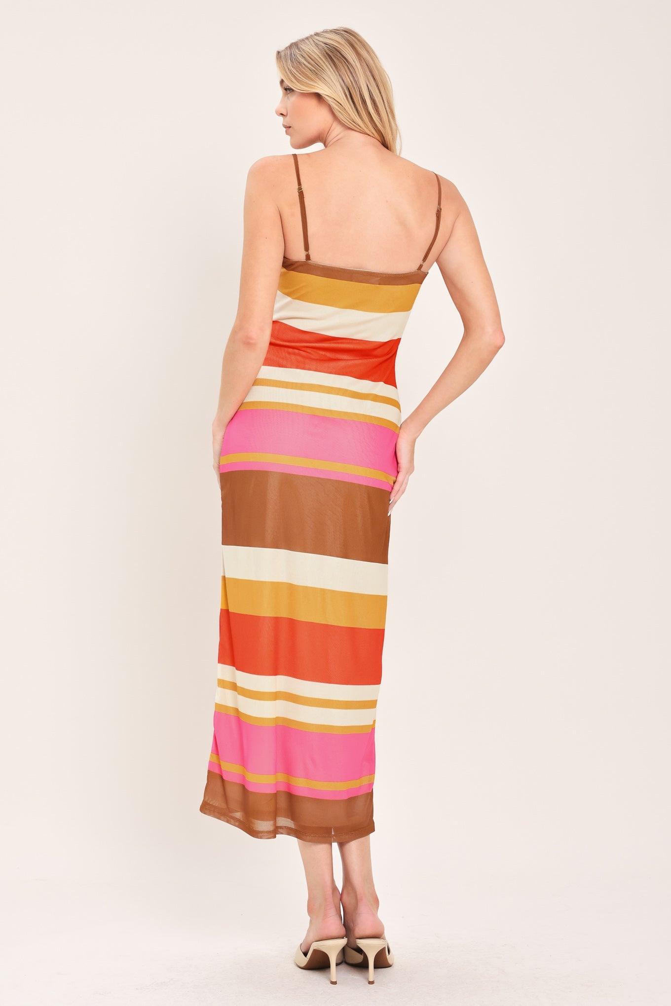 Heat Waves Power Mesh Midi Dress in BROWN/PINK view 6 - Heat Waves Dress Pattern