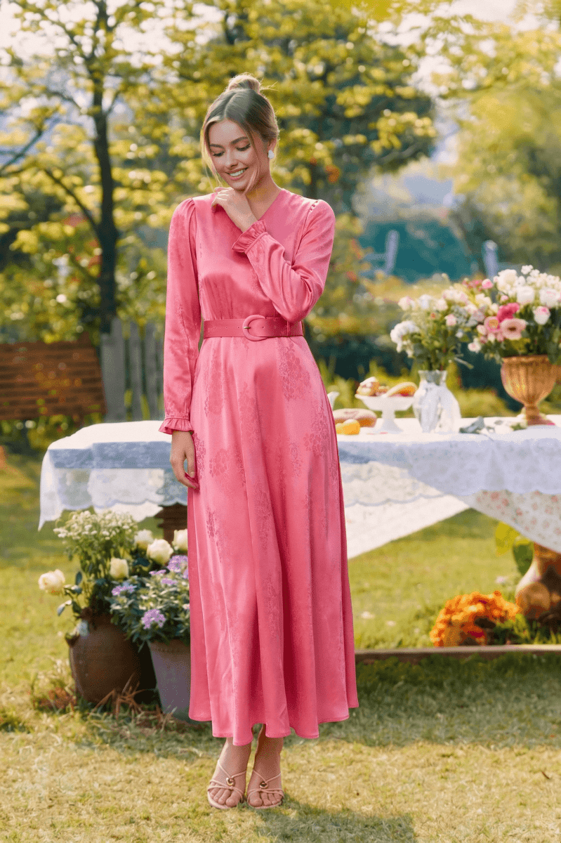 Helena Dress (pink) M view 3 (dress) - pink dress, helena pink dress - shop at us.meeeshop