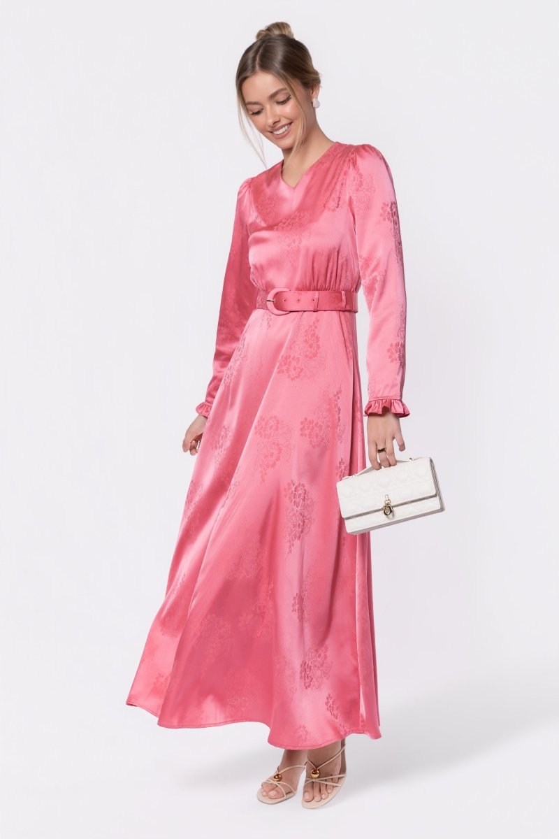 Helena Dress (pink) S view 2 (dress) - pink dress, helena pink dress - shop at us.meeeshop