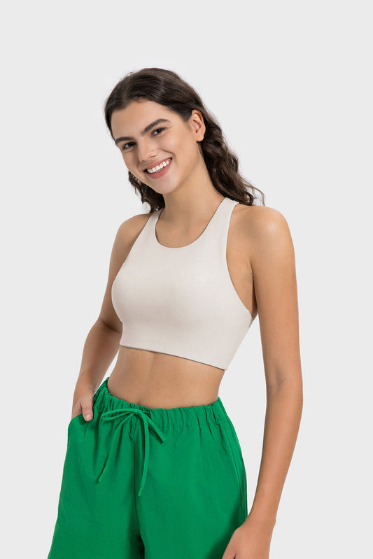Hello Day Crisscross Back Athletic Crop Top in Black view 2 - Hello Yellow Day Top