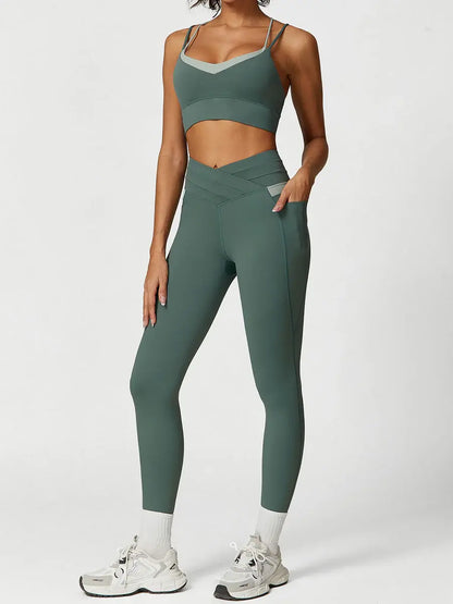 Helloday.us Contour Flex Two-tone Leggings in Army Green - Flex Contour Tights (bottom)