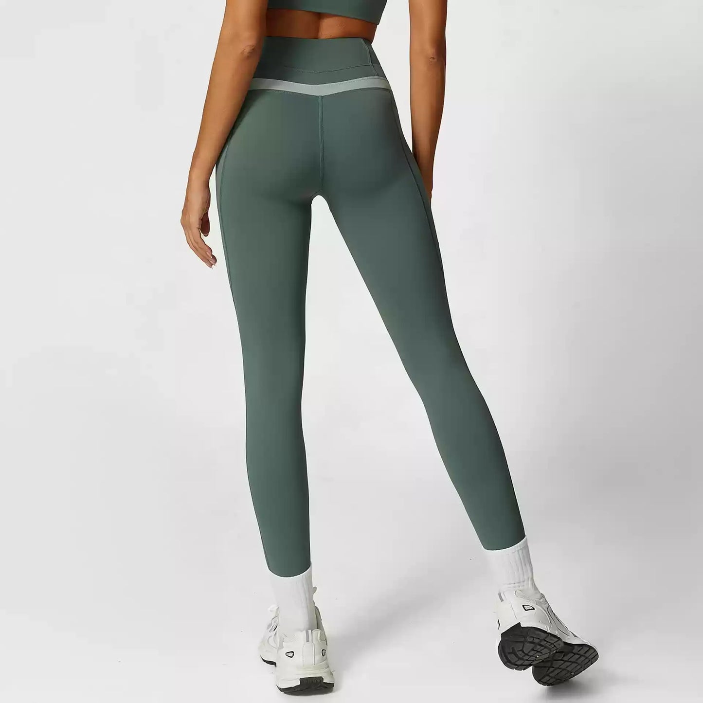Helloday.us Contour Flex Two-tone Leggings in Army Green view 3 - Flex Contour Tights (bottom)