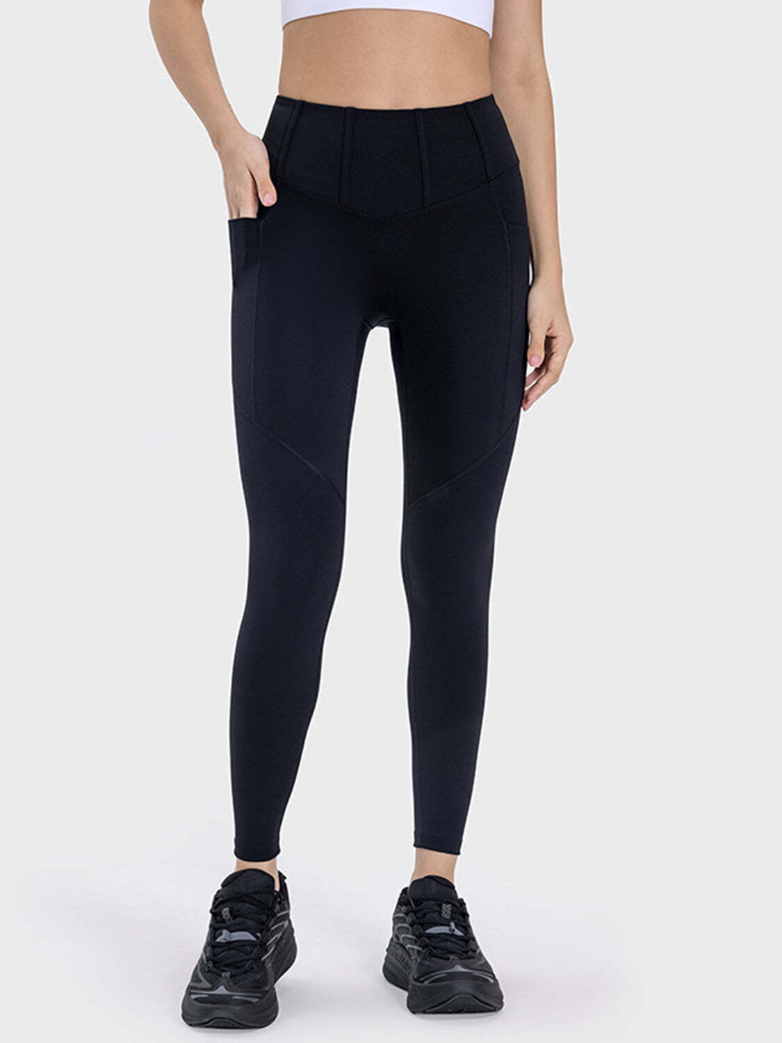 Helloday.us Essential High-waisted Compression Leggings for Women – Sculpting Tummy Control Workout Pants in Black view 5