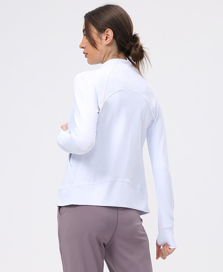 Helloday.us High Noon Zip up Long Sleeve Jacket with Thumbhole in BLACK - High Noon Shirt (layer)