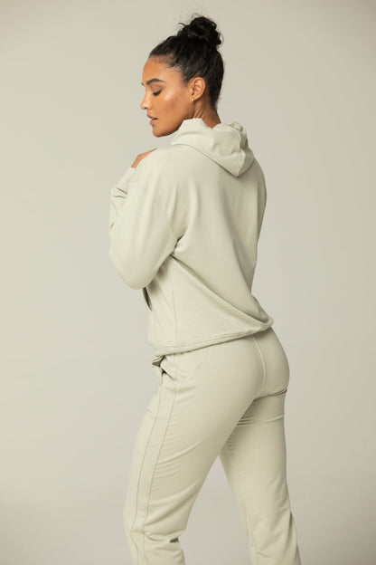 Helloday.us Luna Relaxed Fit Hoodie for Women – Soft Cotton Blend Athleisure Sweatshirt with Kangaroo Pocket in SAGE GREEN vi