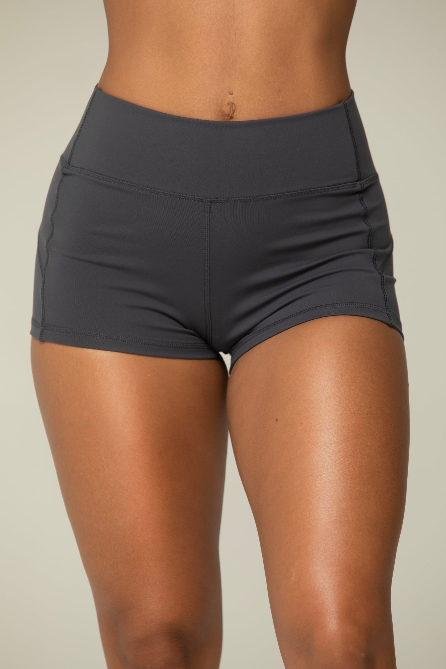 Helloday.us Sculpt Stretch Micro Shorts – High-waisted Performance Booty Fit in GREY view 4 (bottom)