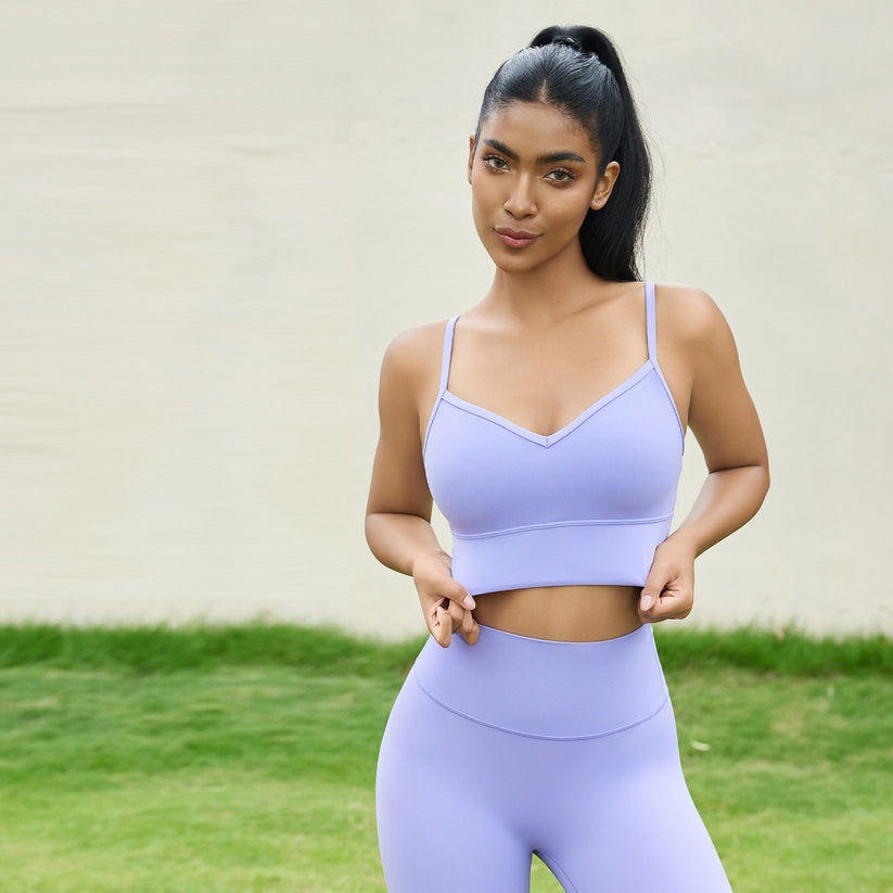 Helloday.us Seamless Ribbed Support Crop Top in Purple - Seamless Ribbed Top Alo