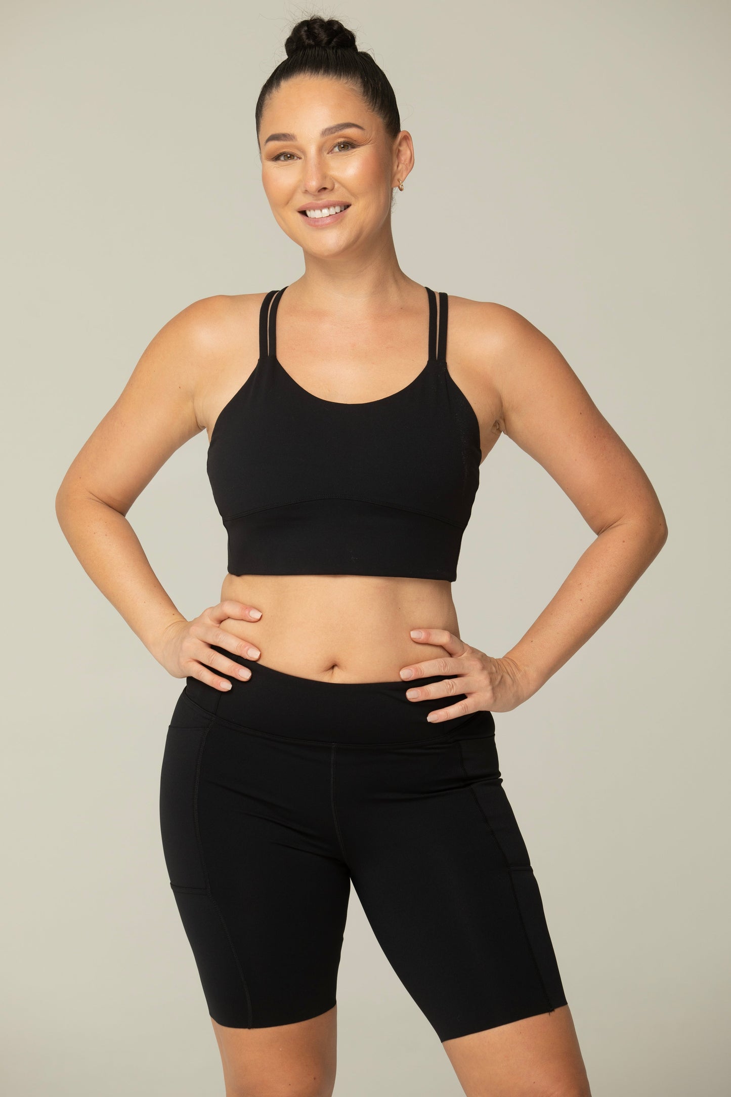 Helloday.us Stardust Sculpt Biker Shorts – Ultra-soft Performance with Functional Pockets in BLACK view 6 (bottom)