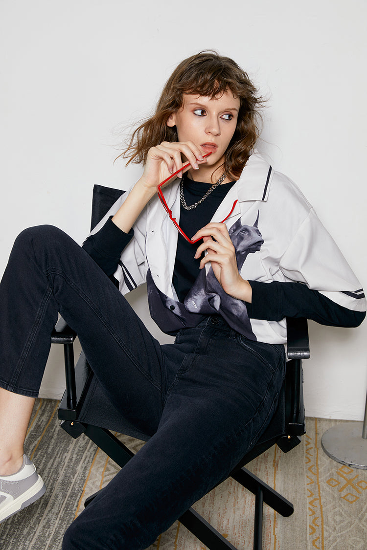 Hey Joanie Activity Grrrl High Rise Kick Crop Jeans in Once in Lifetime (embroidered) view 12 - High-Waisted (bottom)