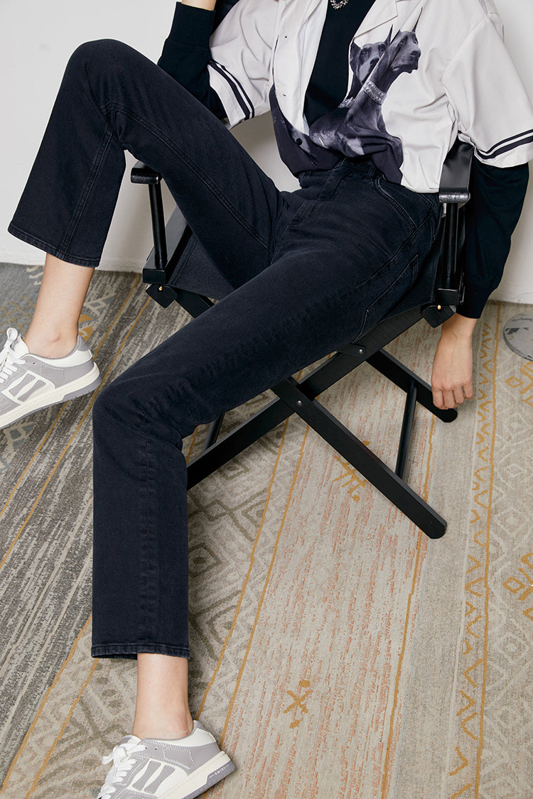 Hey Joanie Activity Grrrl High Rise Kick Crop Jeans in Once in Lifetime (embroidered) view 13 - High-Waisted (bottom)
