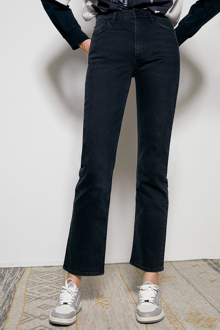 Hey Joanie Activity Grrrl High Rise Kick Crop Jeans in Once in Lifetime (embroidered) view 15 - High-Waisted (bottom)