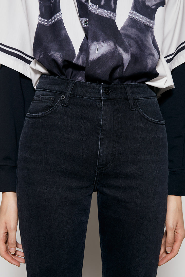 Hey Joanie Activity Grrrl High Rise Kick Crop Jeans in Once in Lifetime (embroidered) view 18 - High-Waisted (bottom)