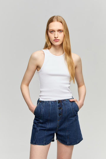 Hey Joanie Aero Tank in Cloud White - Hey Joanie Jeans (top)