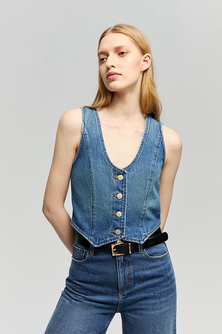 Hey Joanie Blue Horizon Denim Vest in Go Your Own Way (bottom)
