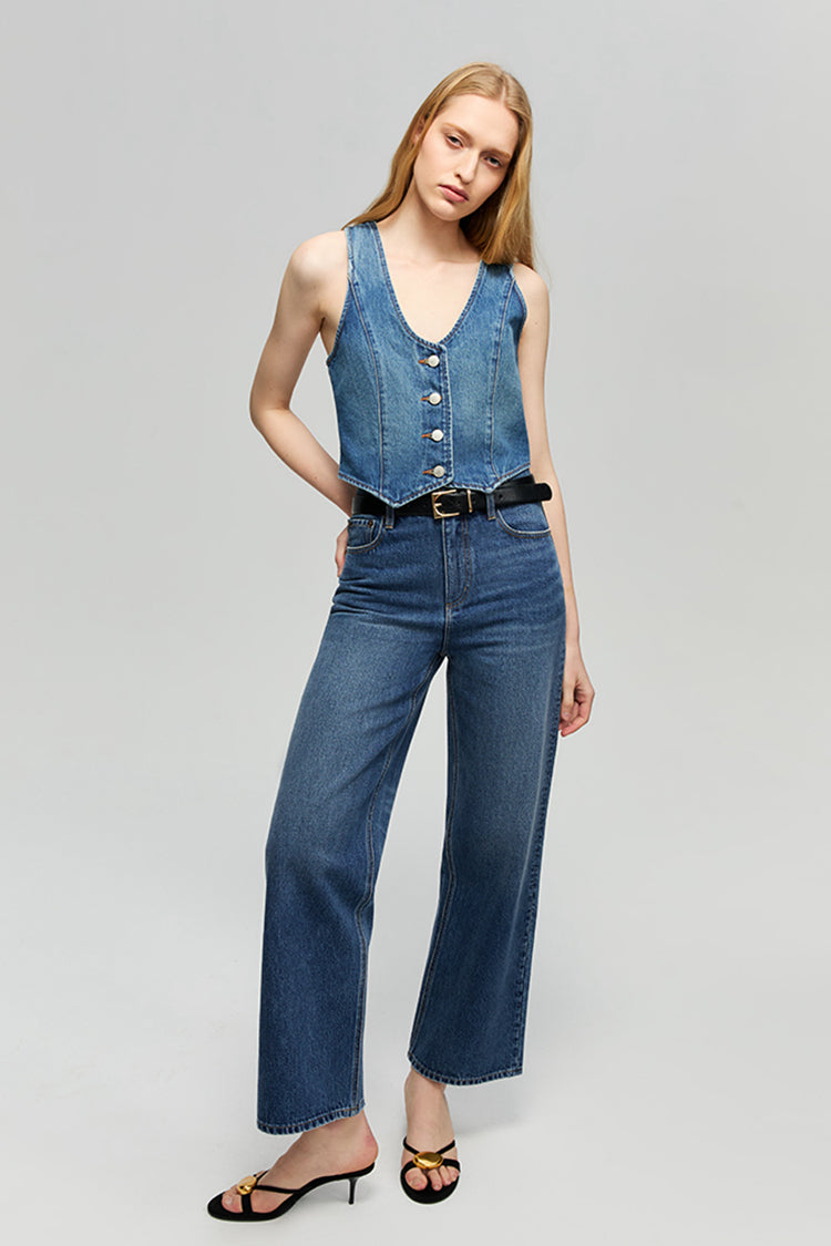 Hey Joanie Blue Horizon Denim Vest in Go Your Own Way view 3 (bottom)