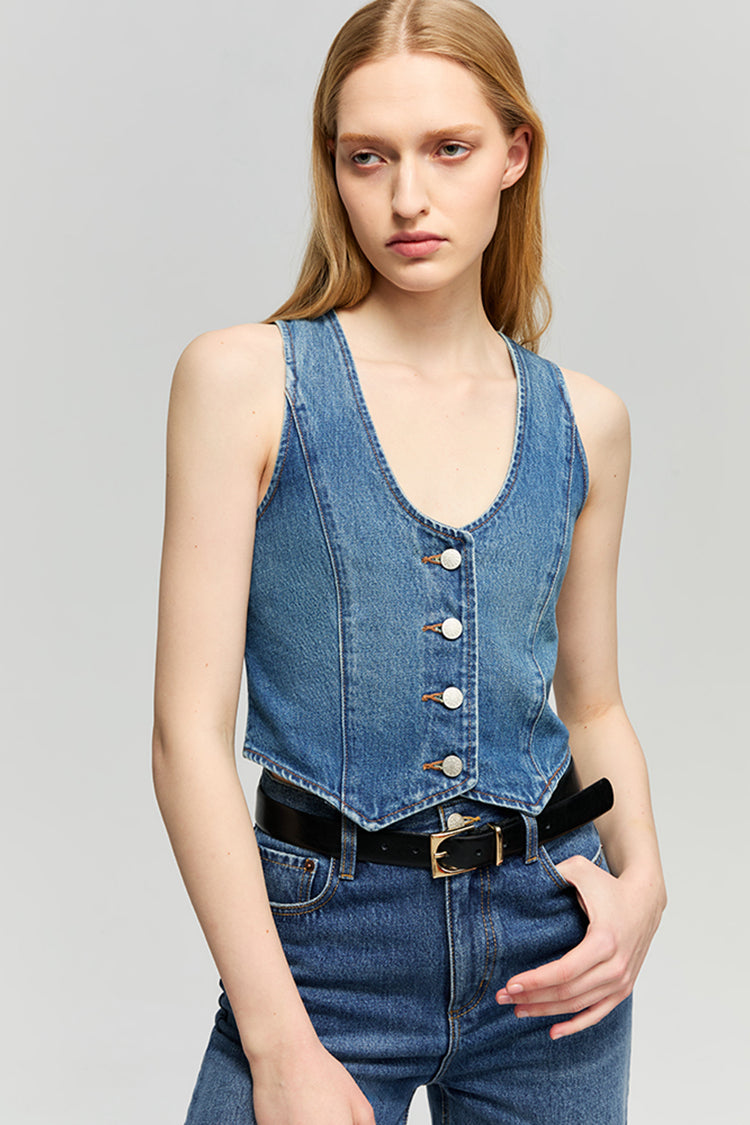 Hey Joanie Blue Horizon Denim Vest view 6 (bottom)