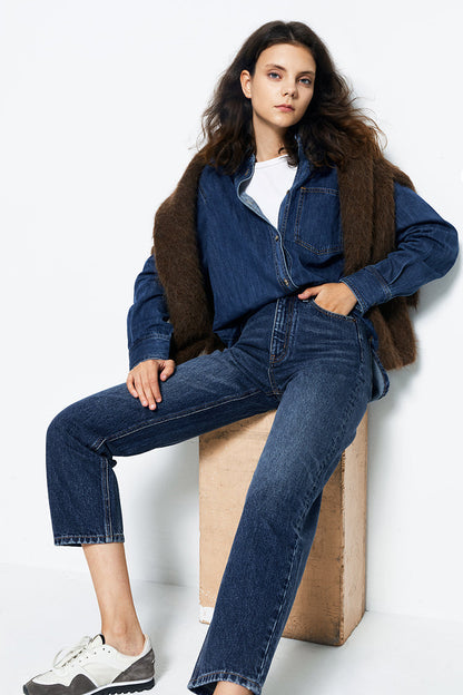 Hey Joanie Chelsea High Rise Straight Crop Jeans in Let's Stay Together view 2 - High-Waisted - Hey Joanie Jeans Review