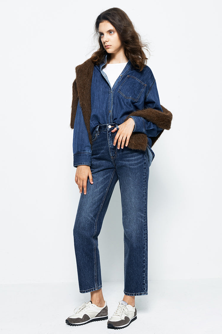 Hey Joanie Chelsea High Rise Straight Crop Jeans in Let's Stay Together view 4 - High-Waisted - Hey Joanie Jeans Review