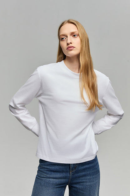 Hey Joanie Lazy Crew Long Sleeve in Cloud White view 4 (piece)
