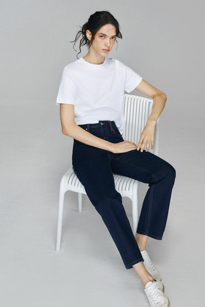 Hey Joanie Manhattan High Rise Straight Ankle Jeans in Light My Fire view 2 - High-Waisted - Hey Joanie Jeans Review