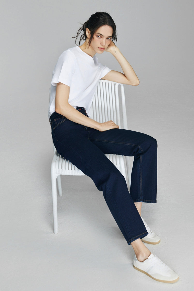 Hey Joanie Manhattan High Rise Straight Ankle Jeans in Light My Fire view 3 - High-Waisted - Hey Joanie Jeans Review