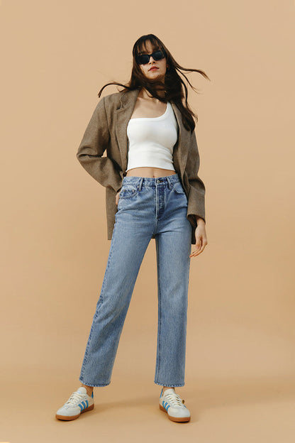 Hey Joanie Manhattan High Rise Straight Ankle Jeans in Runaway view 3 - High-Waisted - Hey Joanie Jeans Review (bottom)