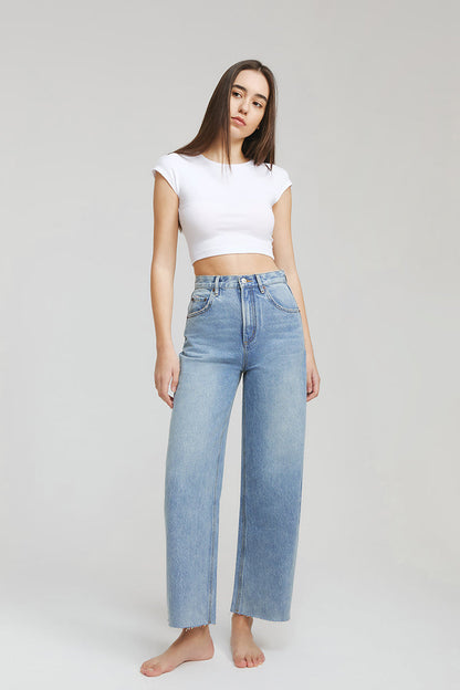 Hey Joanie Moon Curve Raw Hem Crop Jeans in The Boys of Summer - Hj129 Jeans (bottom)
