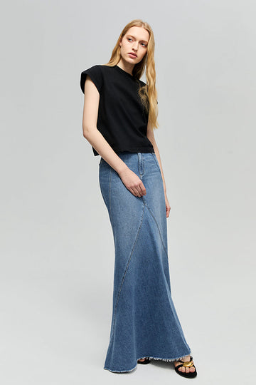 Hey Joanie Ocean Wave Denim Skirt in Express Yourself view 2 (bottom)