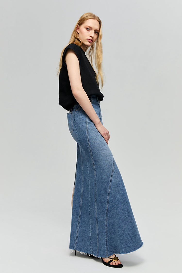 Hey Joanie Ocean Wave Denim Skirt in Express Yourself view 3 (bottom)