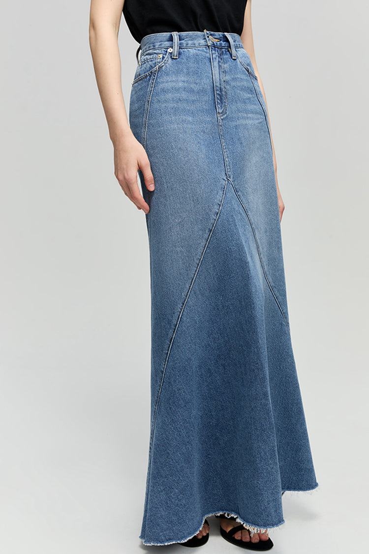 Hey Joanie Ocean Wave Denim Skirt in Express Yourself view 6 (bottom)