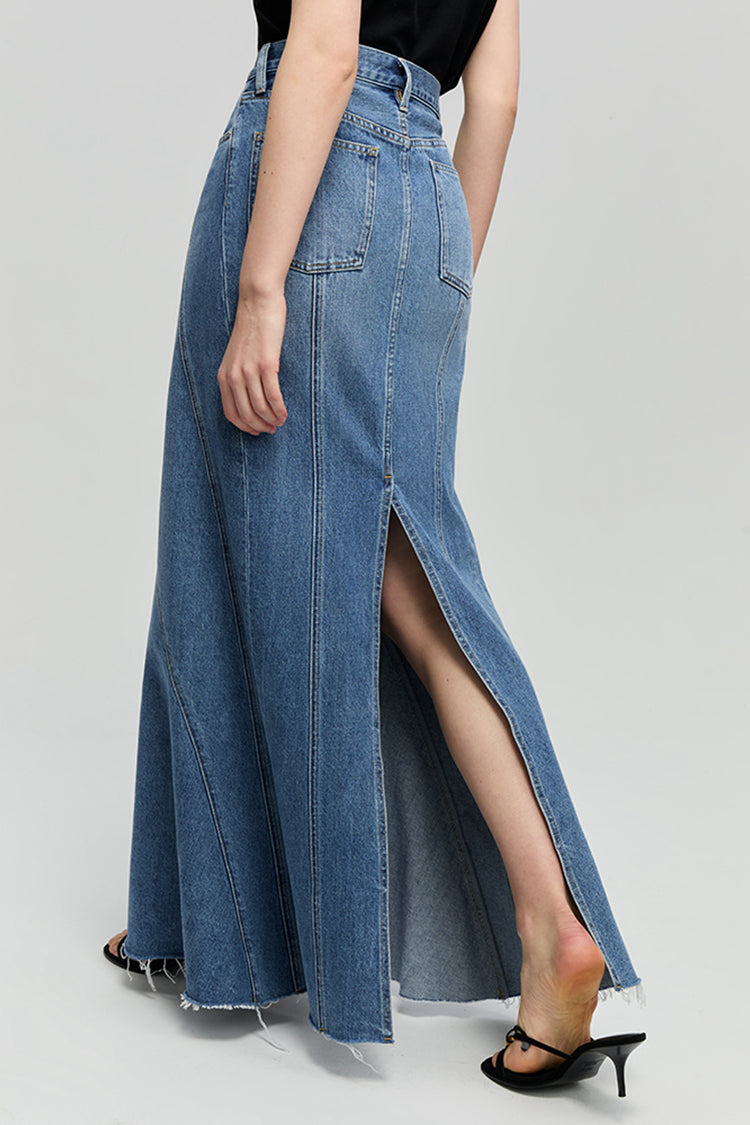 Hey Joanie Ocean Wave Denim Skirt in Express Yourself view 7 (bottom)