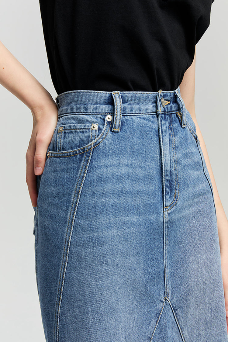 Hey Joanie Ocean Wave Denim Skirt in Express Yourself view 8 (bottom)