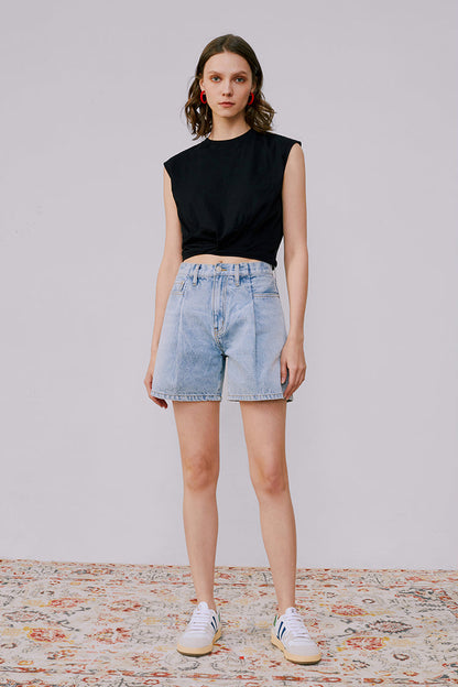 Hey Joanie the Pleated Fun Short in Light Blue (bottom)