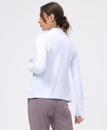 High Noon Zip up Long Sleeve Jacket with Thumbhole - MeeeShop Women's Fashion