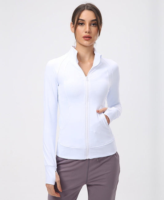 High Noon Zip up Long Sleeve Jacket with Thumbhole in BLACK view 2 - High Noon Shirt (layer)