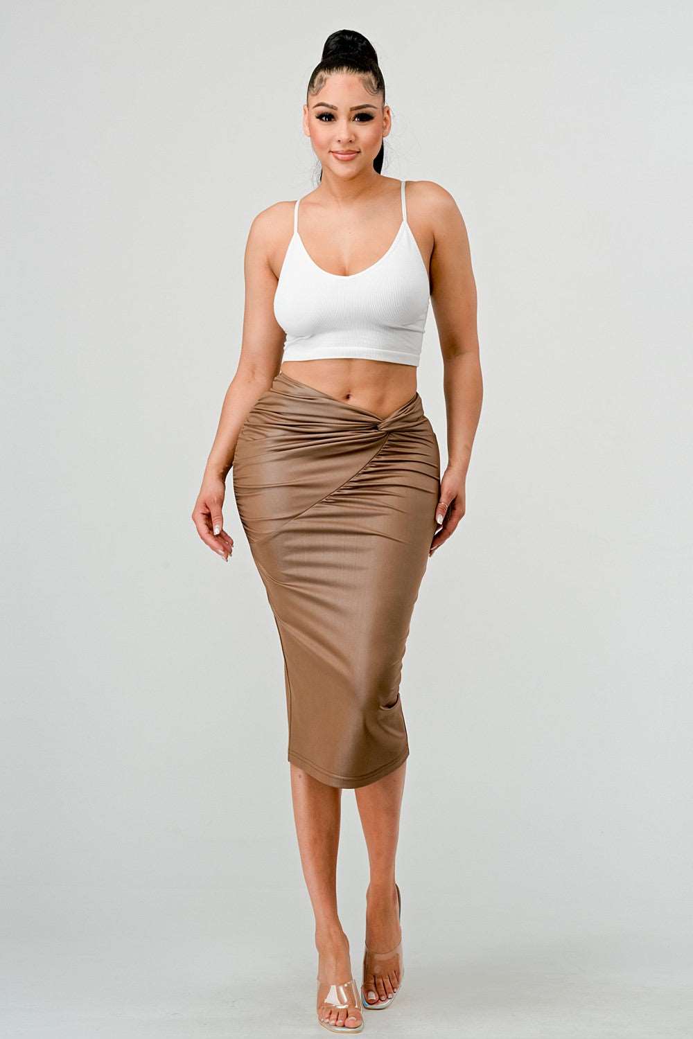 High-quality Fabric Soft Pu Midi Skirt - MeeeShop Women's Fashion