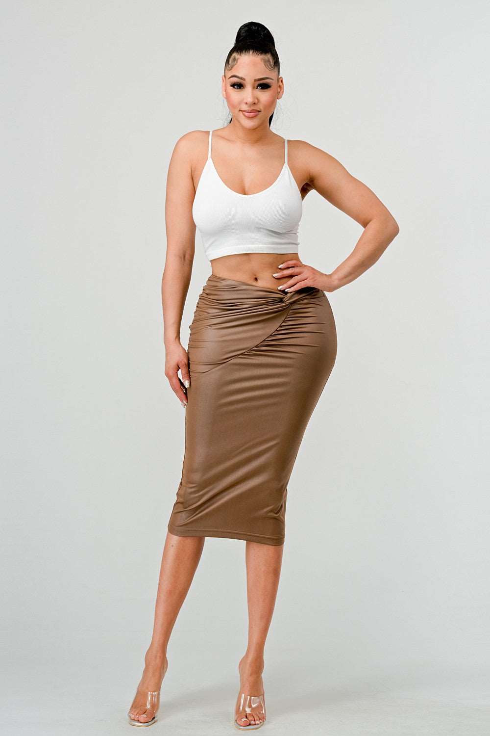 High-quality Fabric Soft Pu Midi Skirt - MeeeShop Women's Fashion