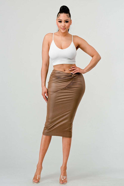 High-quality Fabric Soft Pu Midi Skirt - MeeeShop Women's Fashion