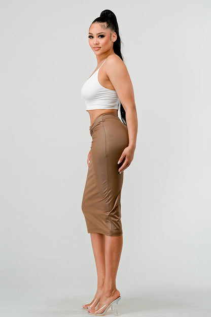 High-quality Fabric Soft Pu Midi Skirt - MeeeShop Women's Fashion