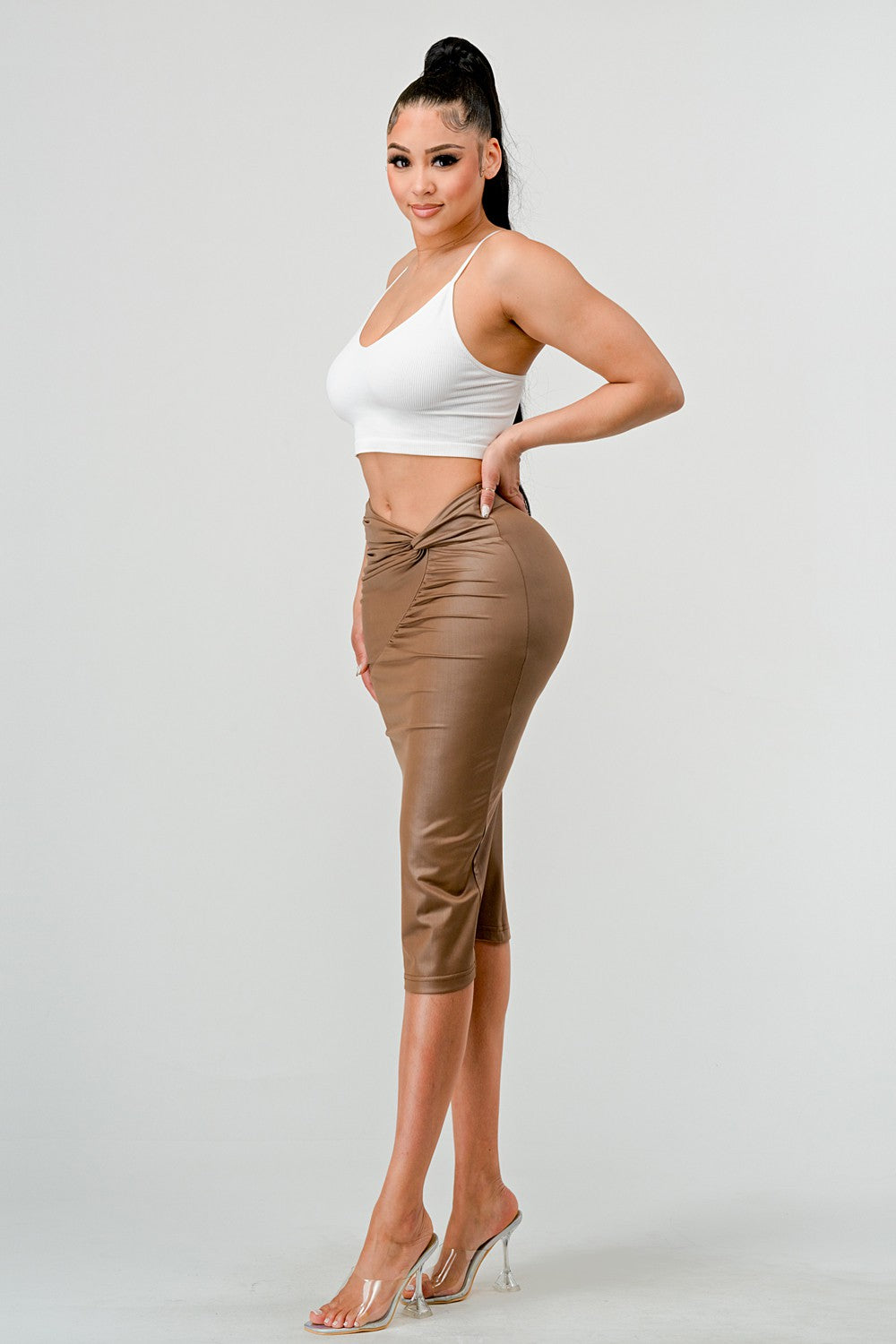 High-quality Fabric Soft Pu Midi Skirt - MeeeShop Women's Fashion