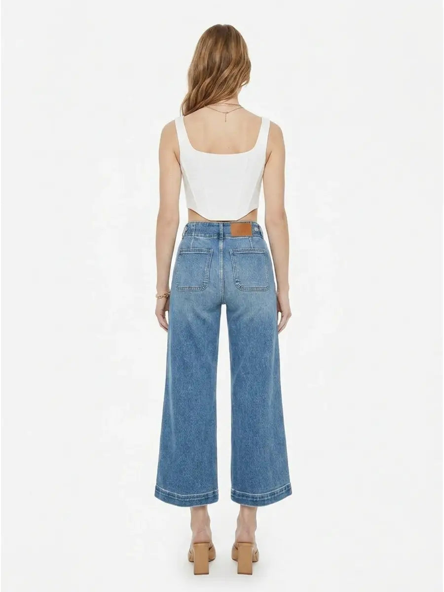 High Rise Crop Wide Jeans in 7 (27) view 4 - High-Waisted - High Rise Jeans Women (bottom)