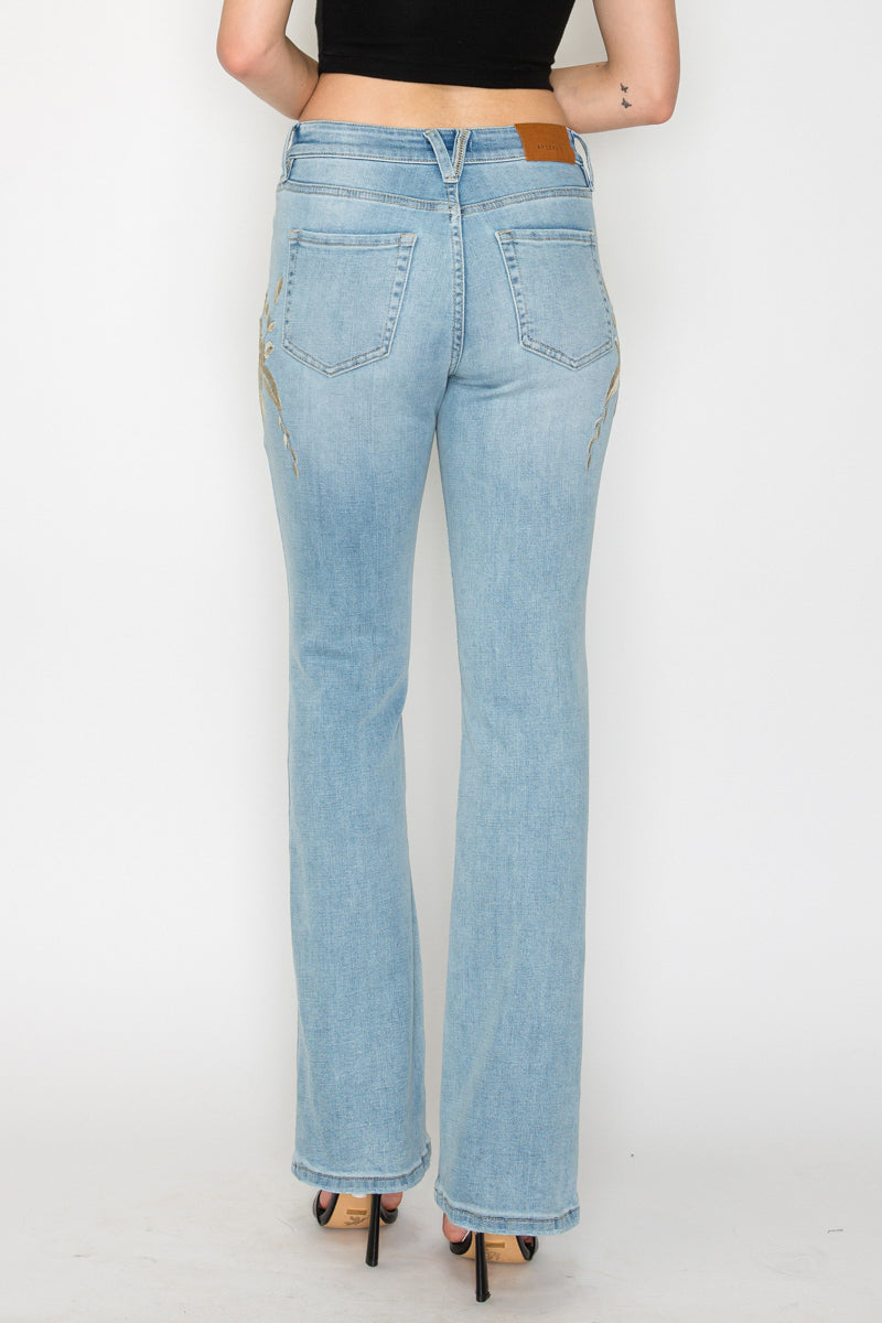 High Rise Embroidered Modern Bootcut Jeans in 11 (29) view 6 - High-Waisted - High Rise Jeans Women (bottom)