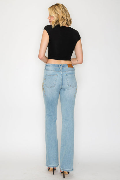 High Rise Embroidered Modern Bootcut Jeans in 5 (26) view 3 - High-Waisted - High Rise Jeans Women (bottom)