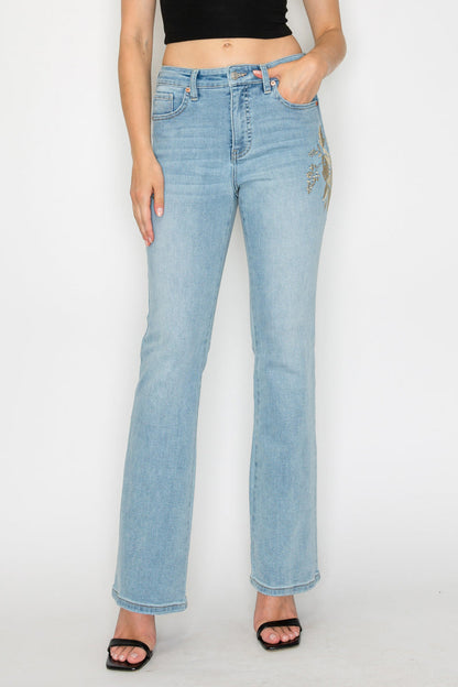High Rise Embroidered Modern Bootcut Jeans in 7 (27) view 4 - High-Waisted - High Rise Jeans Women (bottom)